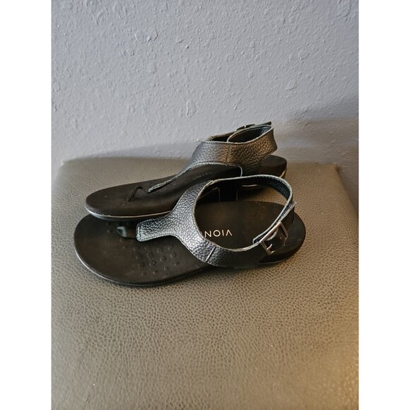 Vionic Leather T-Strap Sandals‎ Terra Black Leather Size 8.5 (S30) - Picture 3 of 6
